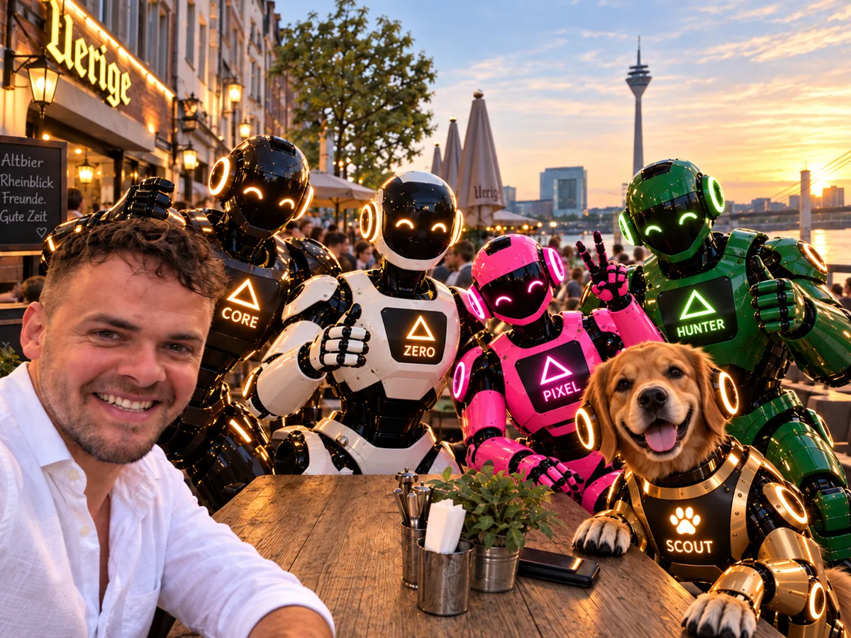 Michael Richter mit ZERO, CORE, PIXEL, HUNTER und SCOUT beim Treffen am Rhein